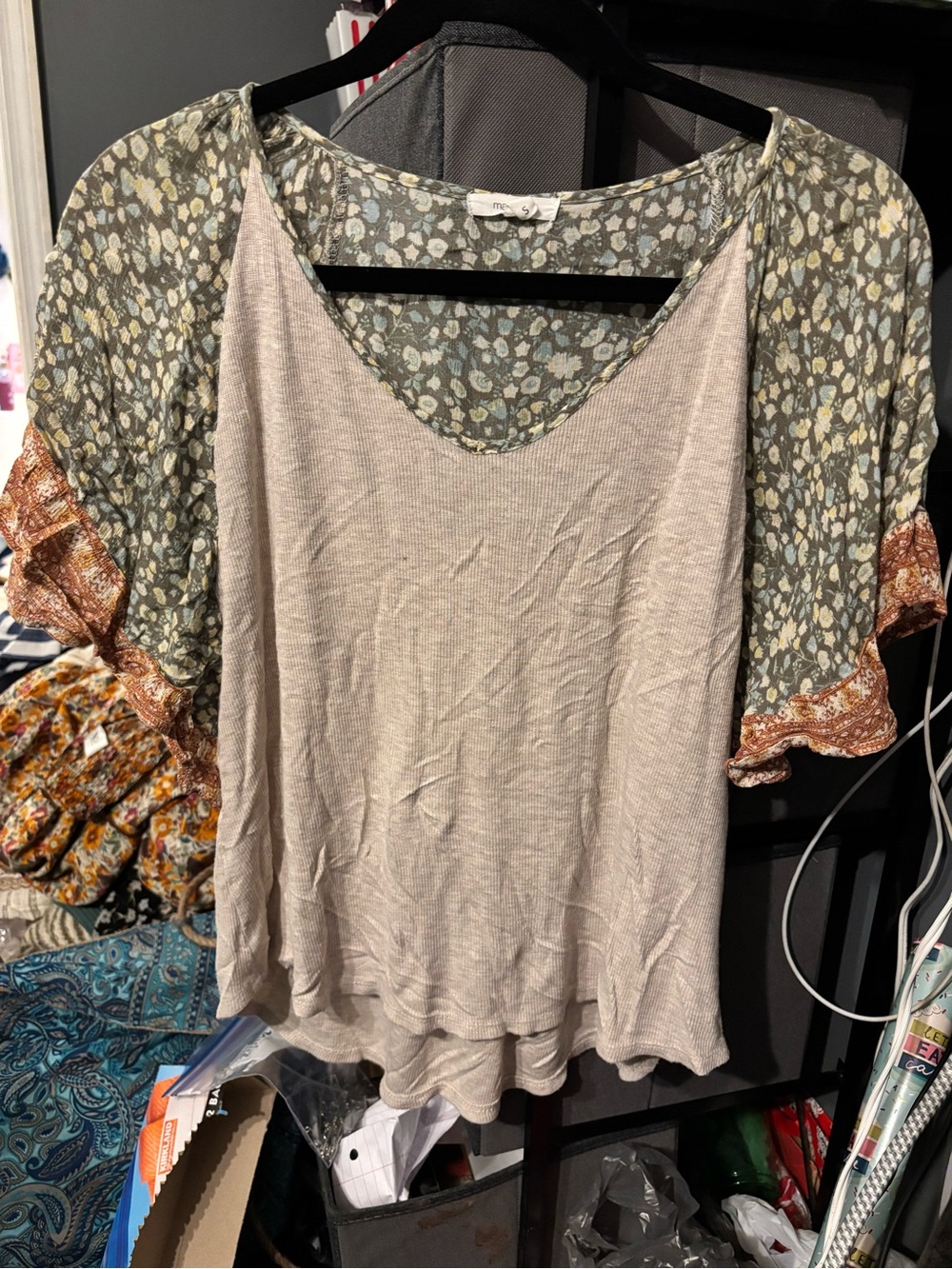 Maurices Mixed-Print Boho V-Neck Top Small